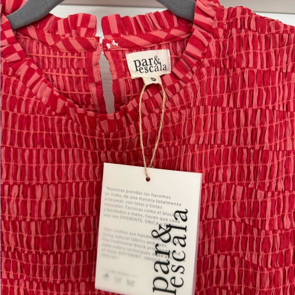 Sleeveless Coral Maxi Dress with Smocked Bodice - Picture 2 of 4